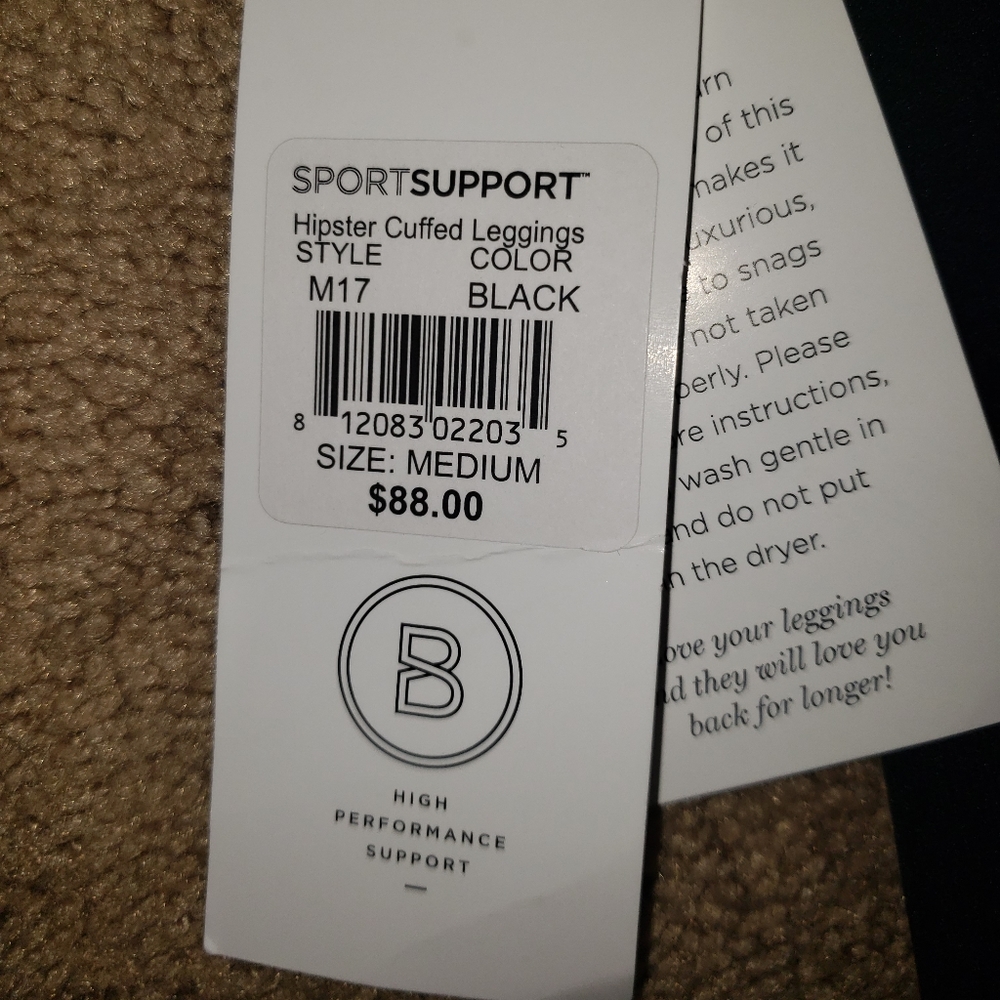 Blanqi Maternity/PP Black Sport Support Hispter Cuffed Leggings Size Medium